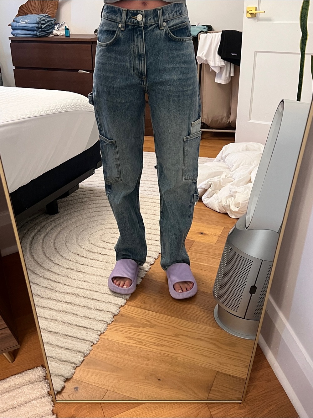 Zara Relaxed Cargo Jeans in Faded Blue